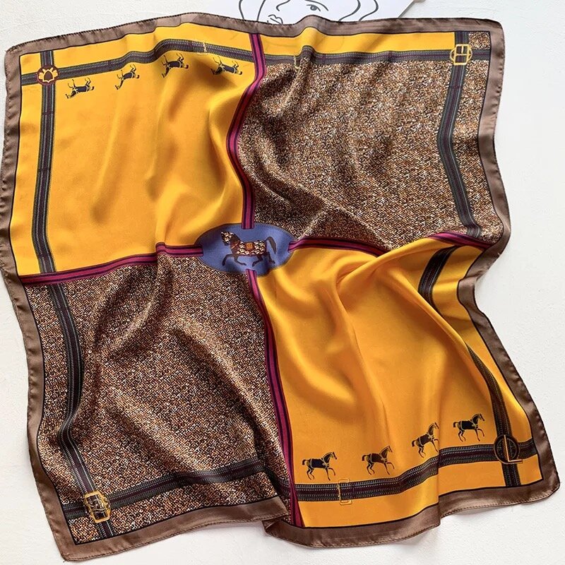 Châle carré en soie pour femmes, 70x70cm, protection solaire, foulard de plage, bandana portefeuille, à la mode