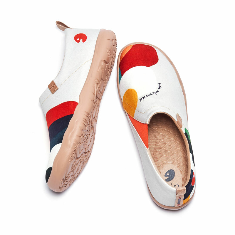 Tênis de lona leve feminino uin, sapatos de lona leves com rasteirinha para caminhada, arte casual pintada, geométrica para viagem