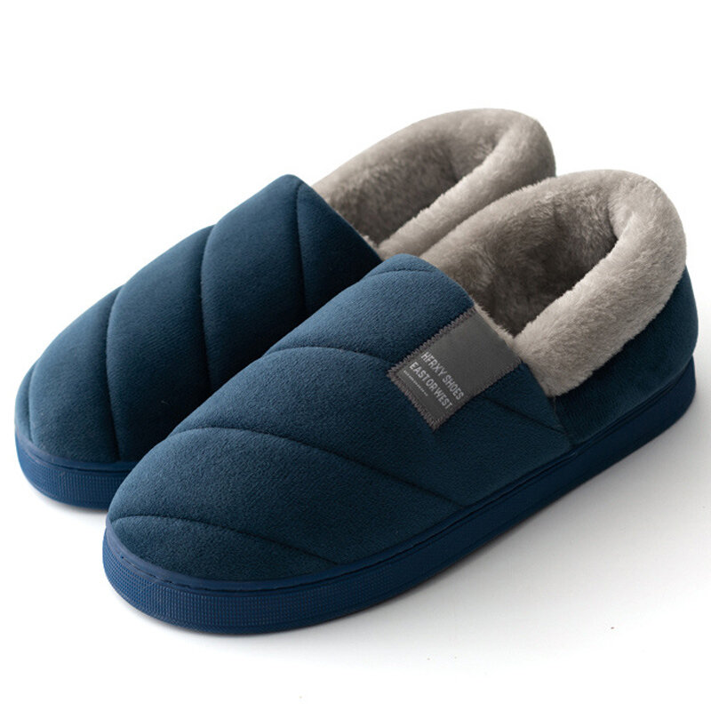 Sandal Hangat Dalam Ruangan Rumah Pria Musim Dingin Sepatu Katun Lembut Pria Sandal Kamar Tidur Nyaman Alas Kaki Rumah Pria Berbulu Baru