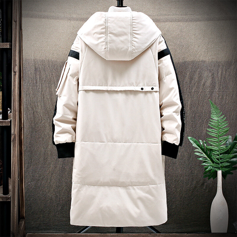 겨울 위장 자켓-15도 캐주얼 따뜻한 롱 파커 후드 코트 다운 화이트 오리 남성 자켓