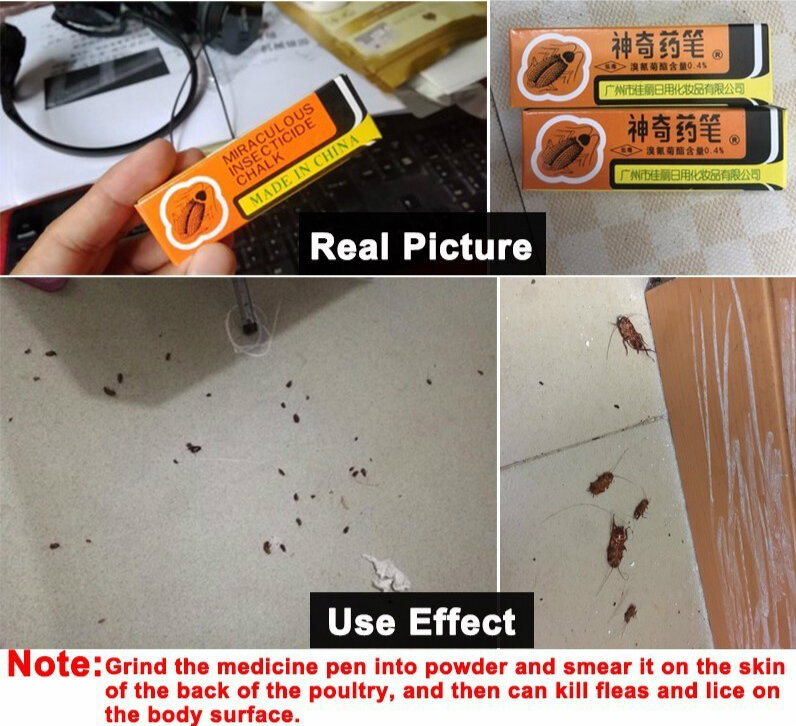3 Boxes Cockroaches Miraculous Chalk Pen Poison Drugs Insecticide Killing Lice Orthene Fire Ants Bait Flea Killer Pest Control