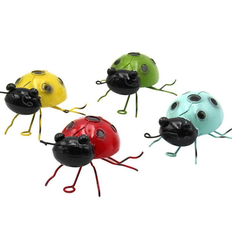 4 Pcs Iron Ladybug Metal Wall Hanging Art Decorations Ornament for Home and Garden Outdoor Statues