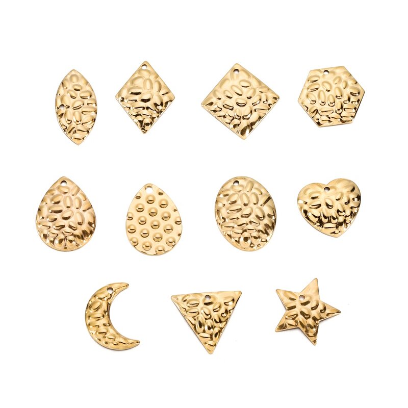 20 Teile/los Gold Farbe Edelstahl Anhänger Geometrische Herz Runde Charms für DIY Ohrringe Schmuck Machen Liefert