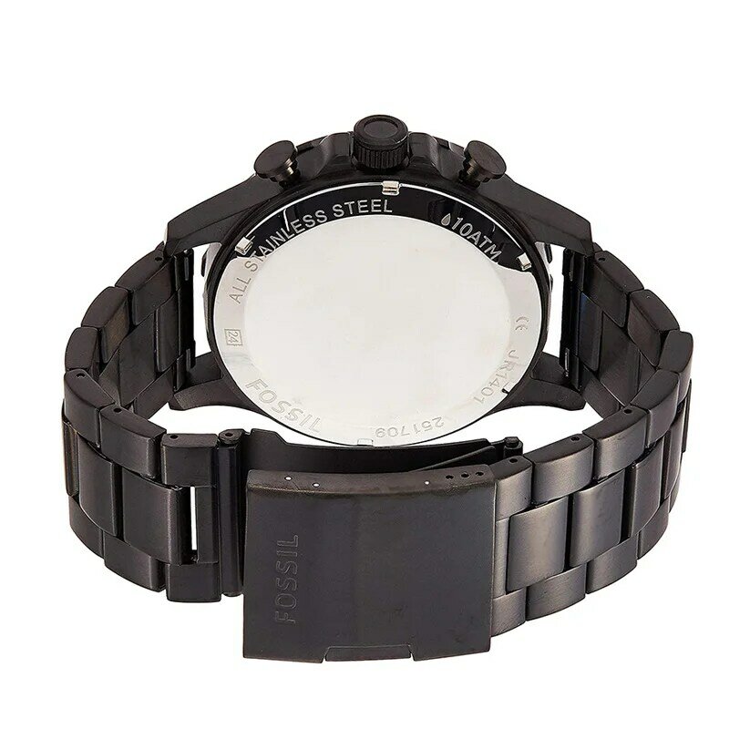 Fossil Men Watch Nate Chronograph Black Stainless Steel Watch Black Dial Quartz Metal Casual Watch JR1401