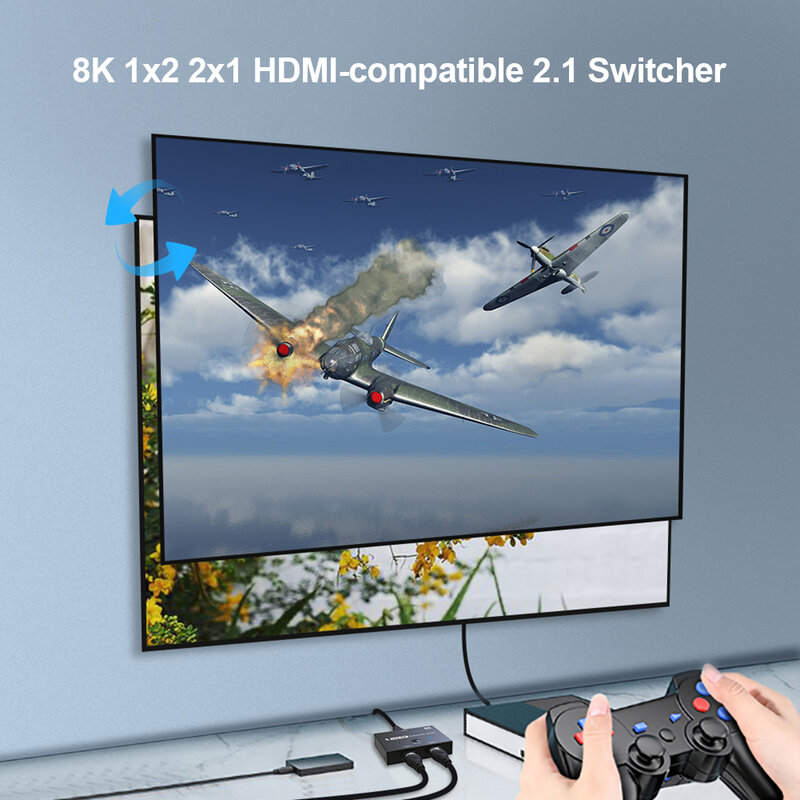 HDMI-Compatible 2.1 Switcher Adapter 4K HD 120Hz 1x2/8K 60Hz 2x1 Bi-Direction Converter Splitter for PS4 Switch Accessories