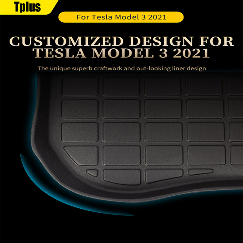 Tplus 자동차 전면 트렁크 매트 테슬라 모델 3 2021 액세서리 TPE 매트 방수 웨어러블 카고 트레이 보관 패드