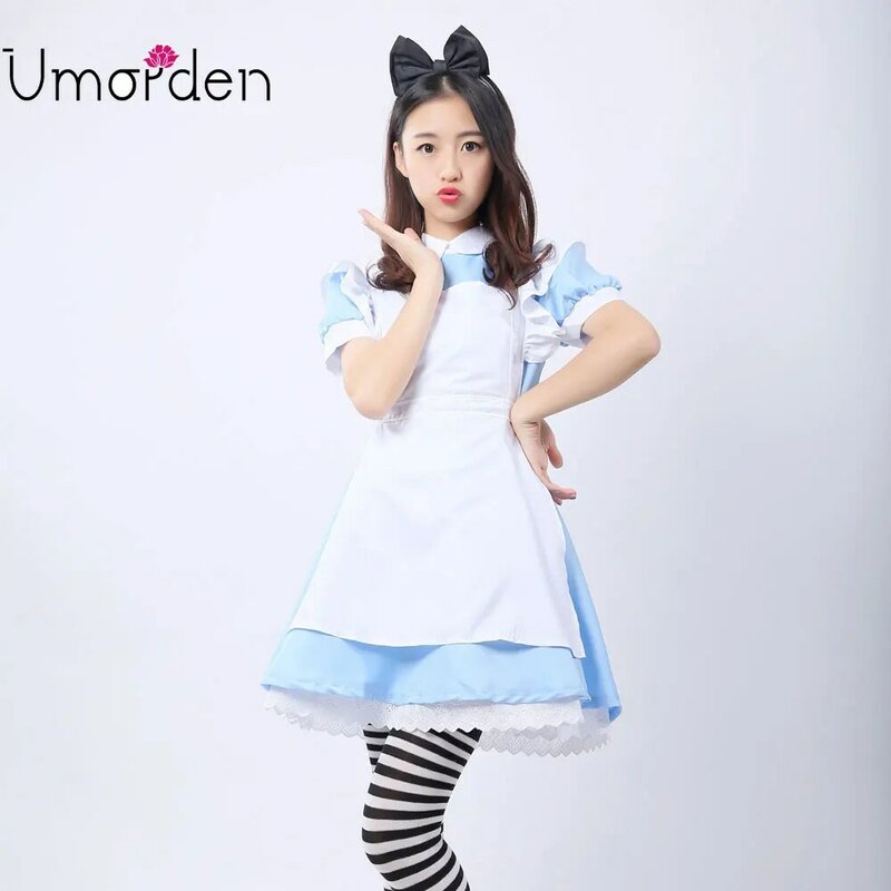 Umorden Wunderland Alice Kostüm Lolita Kleid Maid Cosplay Fantasia Karneval Party Halloween Kostüme für Frauen