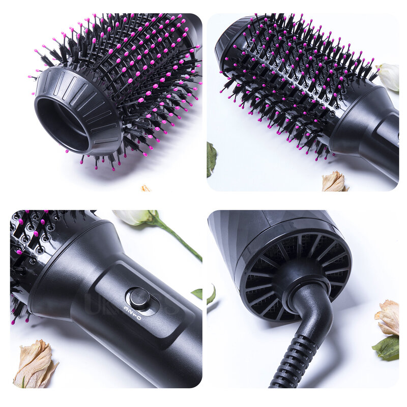 Profissional secador de cabelo escova 2 em 1 secador de cabelo escova rotativa alisador de cabelo pente rotativa curler ferro escova de cabelo para o cabelo