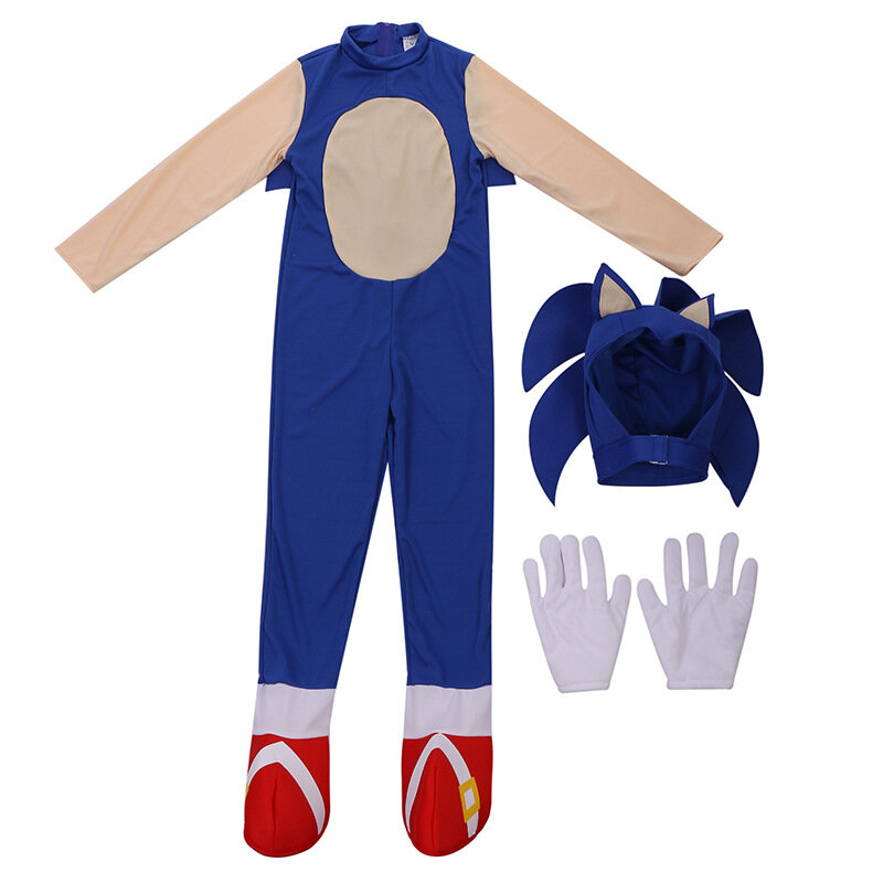 4-13Y Kids Anime Deluxe Soni The Hedgeho Costume Girl Game Character Cosplay Halloween Costume for Kids