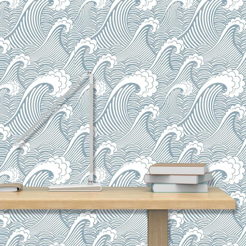 Papier peint auto-adhésif vague de mer, Design résistant à l'usure, pour la décoration de chambre et la rénovation, offre spéciale, 2020