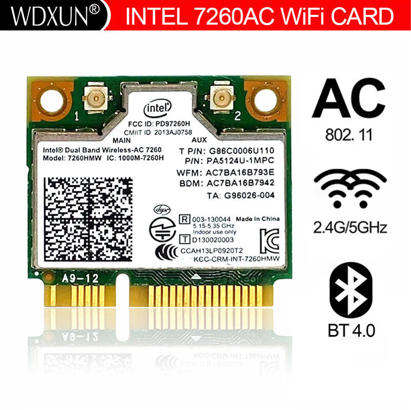 جديد لاسلكي متعدد الموجات-AC 7260 إنتل 7260HMW 7260AC 2.4G/5 Ghz 802.11ac البسيطة PCI-E 2x2 WiFi بطاقة + بلوتوث 4.0 Wlan محول