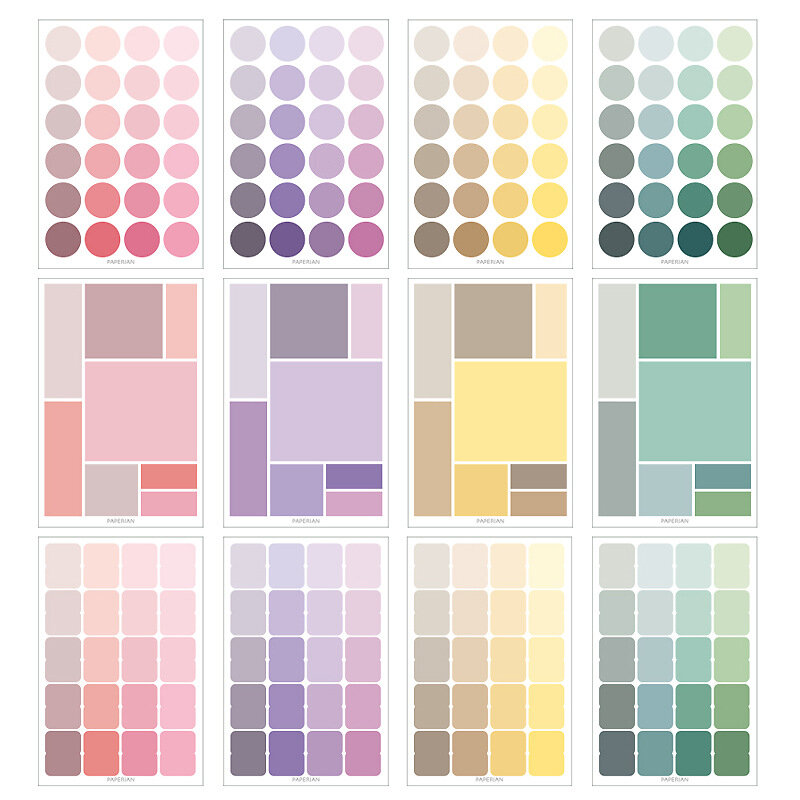 BULA-pegatinas de índice de Color Morandi de 76 piezas, álbum de recortes, diario, proyecto de fabricación de tarjetas feliz, pegatinas de sellado de decoración