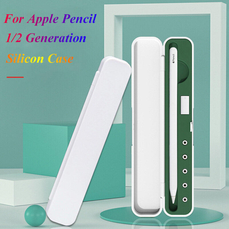 Caso para apple pencil 1/2 caneta caixa de armazenamento silicone capa protetora completa para apple lápis stylus bolsa caneta fundas concha