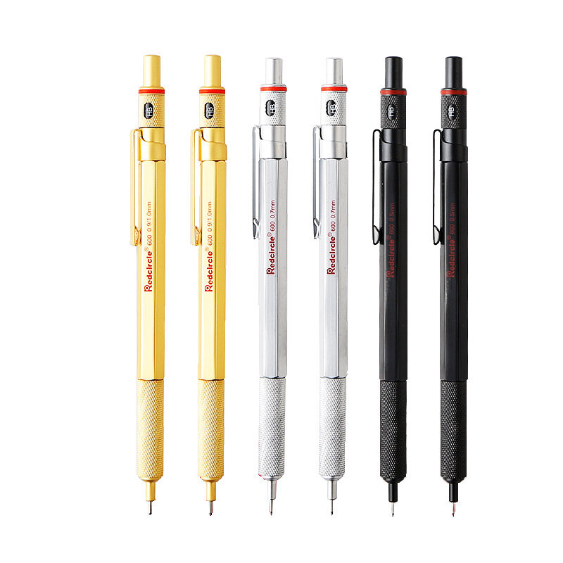 Redcircle – crayon mécanique en métal, 0.5, 0.7, 0.9, 2.0mm, plomb, automatique, pour dessin, croquis, conception, fourniture d'art