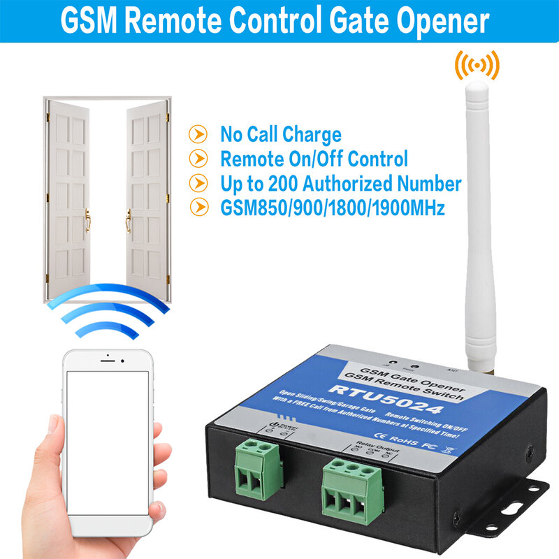 RTU5024 GSM Gate Opener Relay Remote Control Door Access Switch Wireless Door Opener Free Call 850/900/1800/1900MHz