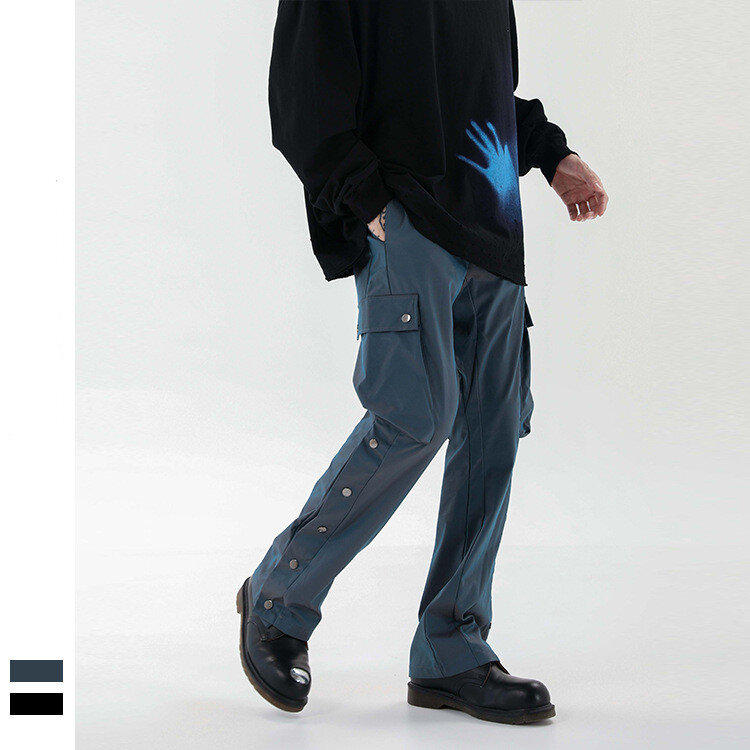 VIBE-pantalones de primavera y verano para hombre y mujer, pantalón de moda con botones laterales y costuras, con cordones, para ocio, 2021