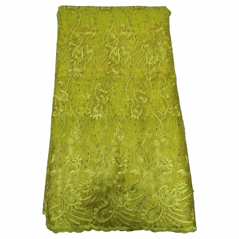 Latest African Lace Fabric 2019 Tulle Lace Fabric With Beads African Nigerian Lace fabric 2019 High Quality Lace