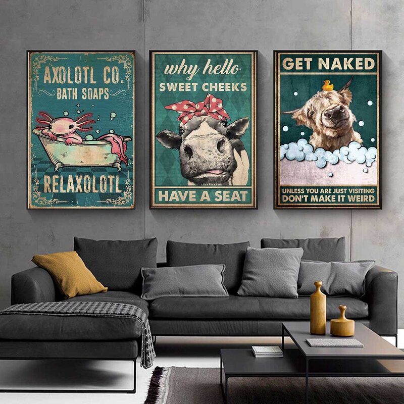 Картина на холсте с животными в стиле ретро, смешной постер с жирафом, альпакой, со слоганом, Настенная роспись для гостиной, спальни, домашн...