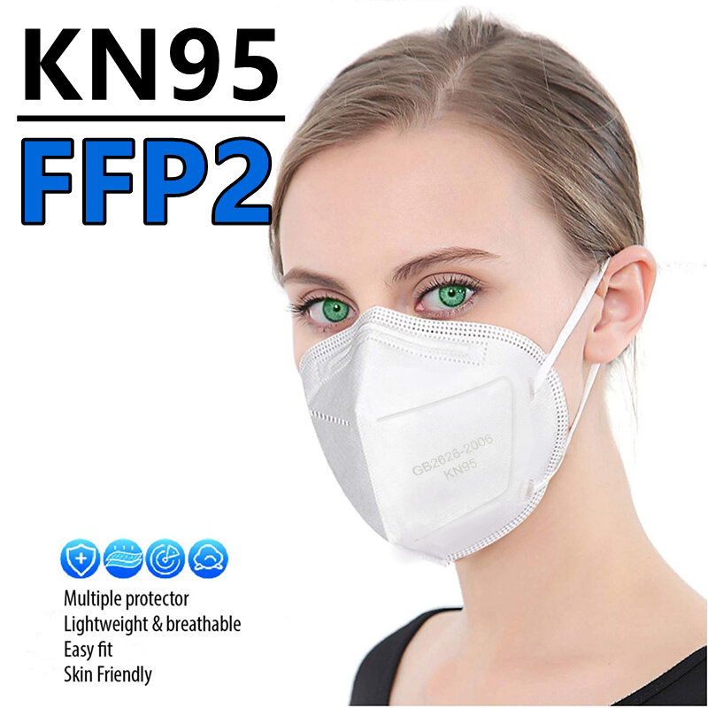 Máscara facial reutilizável ffp2kn95 kn95 ffp2, máscara de proteção fpp2 95%, filtro boca ffpp2, anti poeira p2, adulto