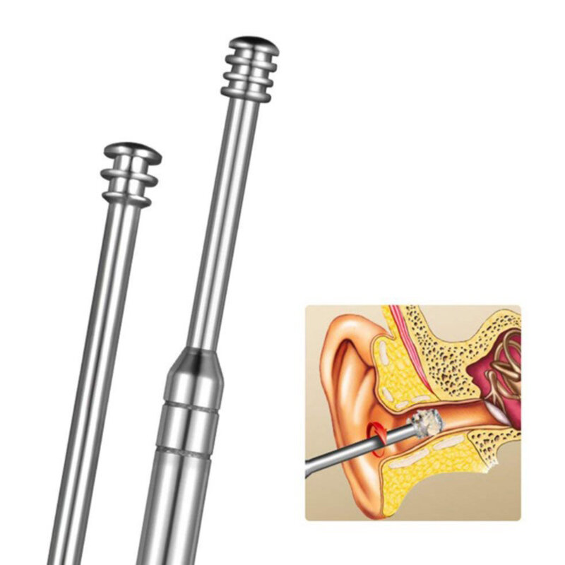 8Pcs Ear Cleaner Set Stainless Steel Ear Wax Pickers Spiral Earpick Wax Remover New