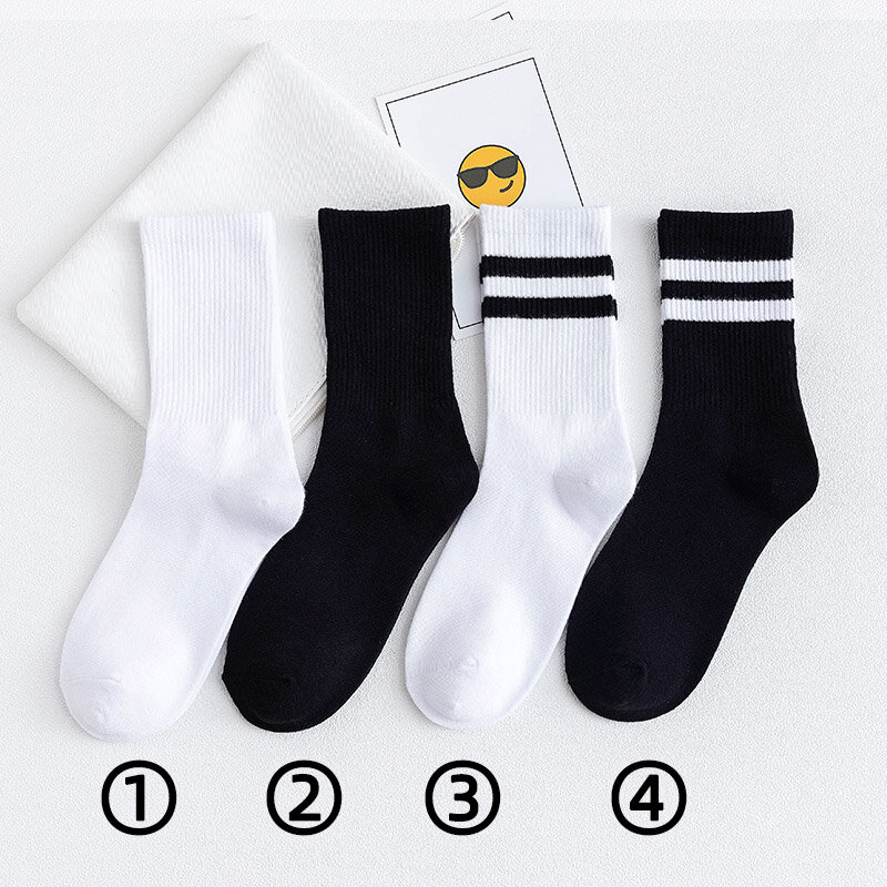 Модные носки для влюбленных Four Seasons черные белые полосатые длинные носки из чистого хлопка спортивные носки для отдыха для мужчин и женщин с...