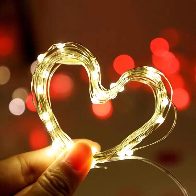 Fee Lichter Kupferdraht LED String Lichter Im Freien Lampe Für Weihnachten Girlande Indoor Hause Urlaub Party Hochzeit Dekoration