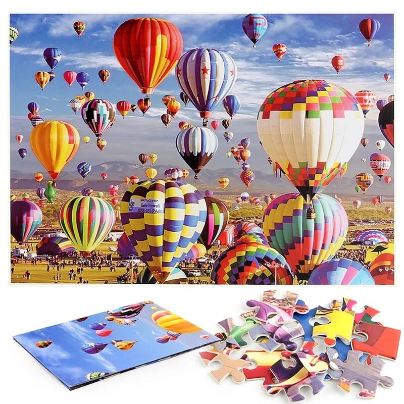 1000 Buah Mainan Puzzle untuk Dewasa 18 Balon Udara Panas Dekompresi Teka-teki Jigsaw Lanskap Pendidikan Anak-anak Permainan Brinquedos