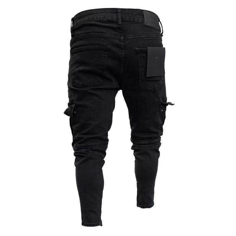 Pantalones vaqueros negros de cintura alta para hombre, Jeans largos ajustados de diseñador, ropa de calle para novio, primavera y verano