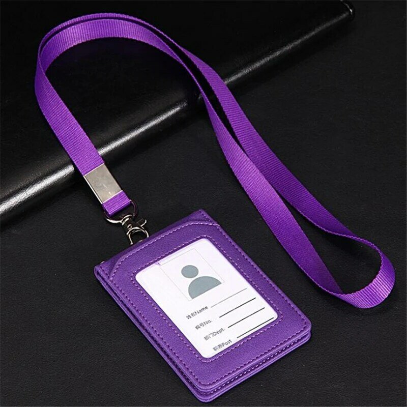 Card Holder Neck Strap Supplies Stationary Simple Office Credit Pu Box No Zipper Keychain Unisex 11 Dress With Lanyard Badge