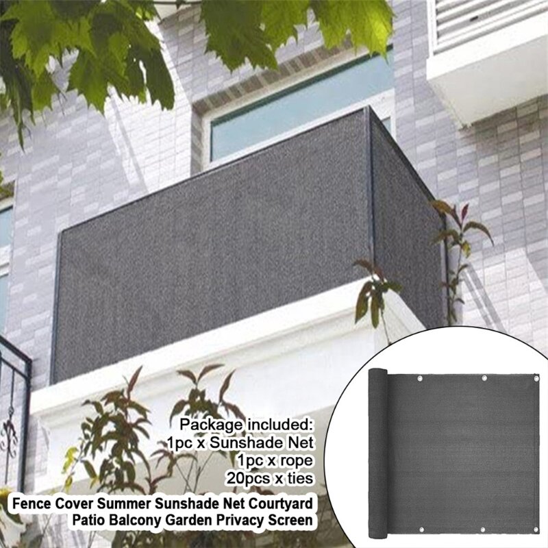 203F Balcony Privacy Cover Mesh with Metal Grommets Easy Installing with Ties and Rope Opaque Sun Protection Privacy Mesh