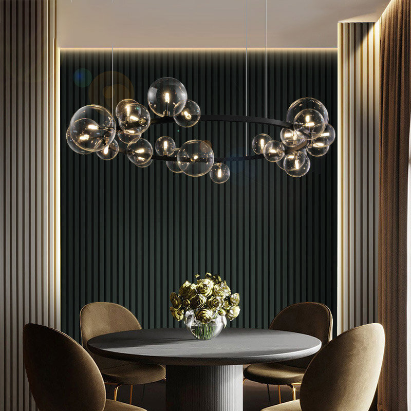 Artpad – lustre suspendu en forme de bulles de verre, ampoule G9, design nordique 7/10, luminaire décoratif de plafond, idéal pour une salle à manger, un magasin de tissus