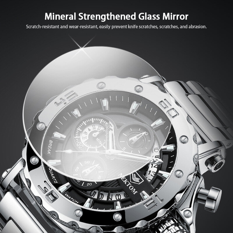 Часы zegarek męski chronograf świecący gruby i ciężki średnica 47mm niemechaniczny Trend kwarcowy zegarek wodoodporny Luminous
