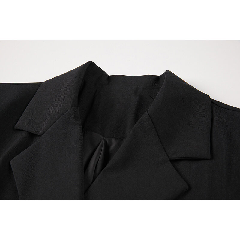 새로운 패션 여성 블레이저 솔리드 턴 다운 칼라 싱글 브레스트 포켓 빈티지 코트 2021 가을 패션 클래식 자켓 Streetwear