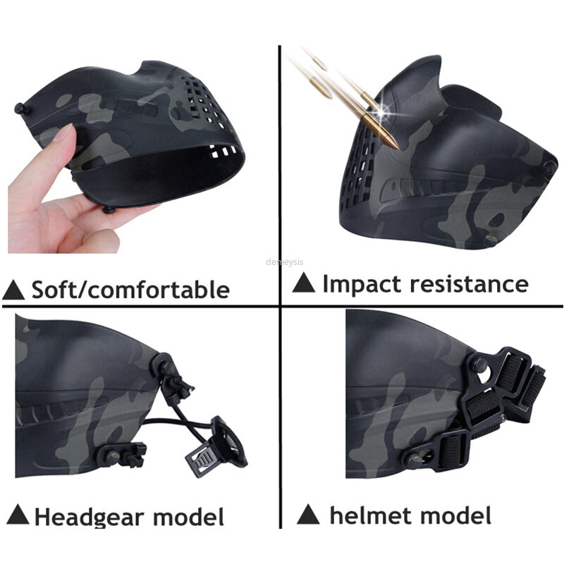 Airsoft militar meia máscara facial respirável caça tiro esportes máscara protetora do exército tático combate paintball máscara facial