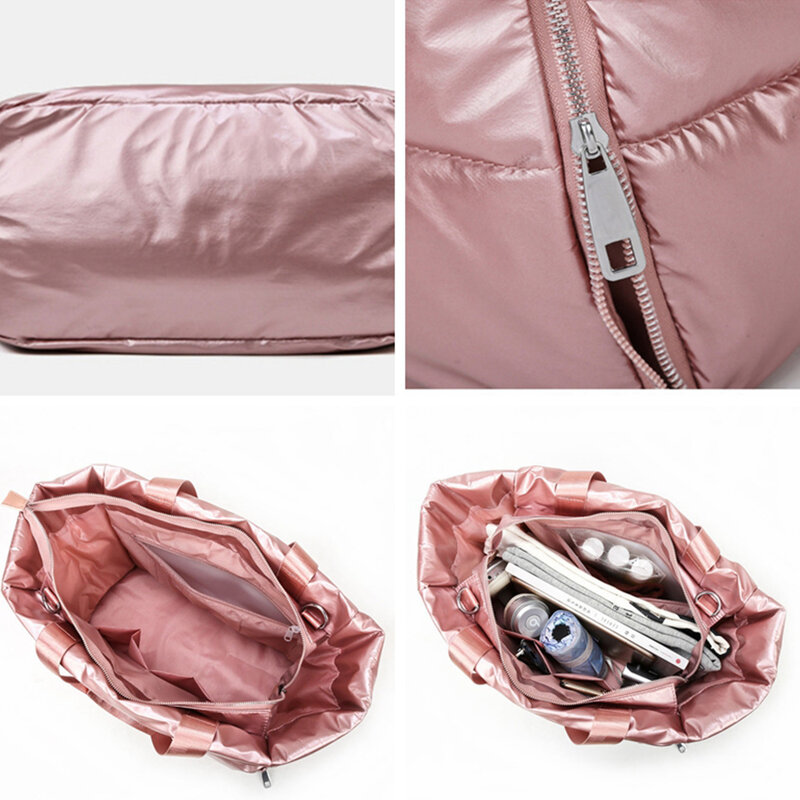 حقيبة يد نسائية شتوية من النايلون المقاوم للماء ، حقيبة كتف كبيرة السعة ، وسادة فضاء ، ريش قطني ، 2021