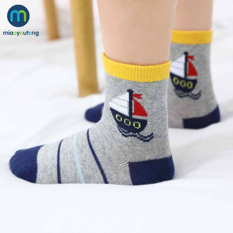 Miaoyoutong meias infantis de algodão macio, 5 tamanhos de desenho animado bebê menino meias para meninas meias quentes de ano novo meias femininas