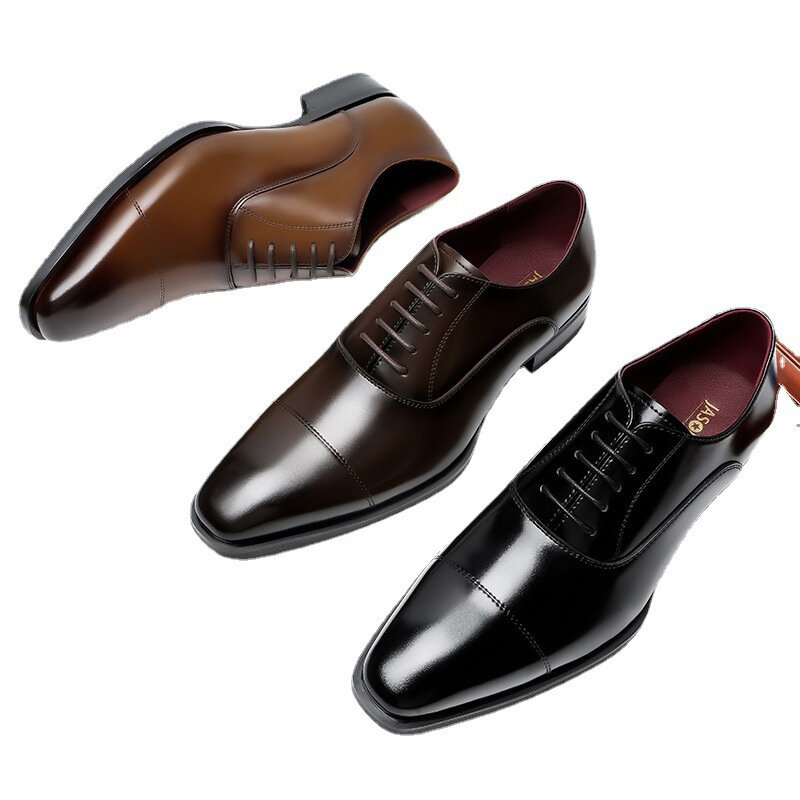 Oxford Bridegroom Dress Formal Office Best Men Shoes Black Genuine Leather Original Casual Business Designer Shoes