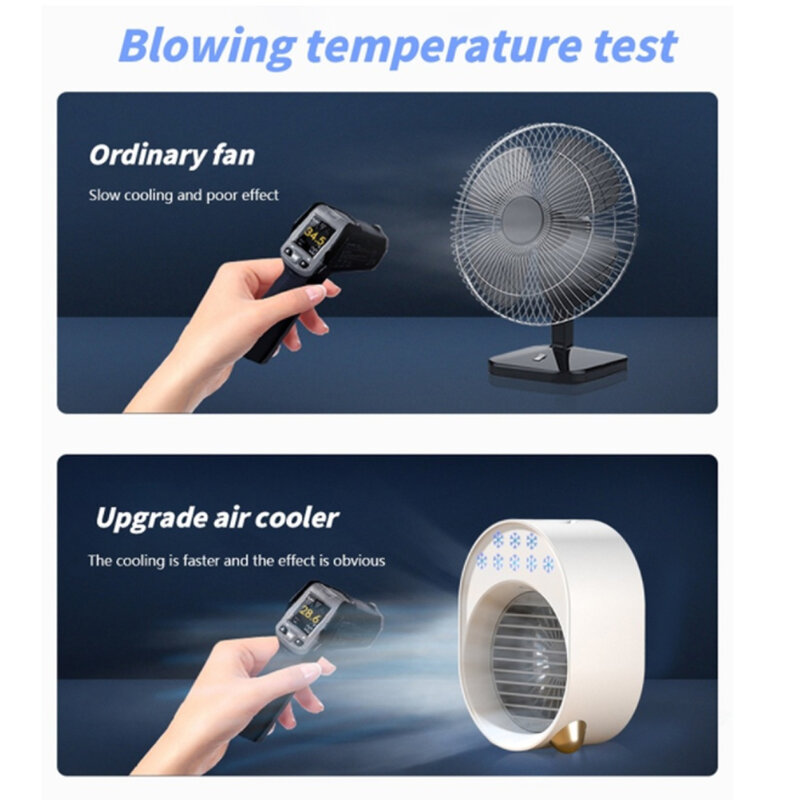 Top3-in-1แบบพกพา Air Conditional 3-ลมเกียร์ความเร็ว Humidifier Night Light Office ส่วนบุคคล Air Cooler พัดลม