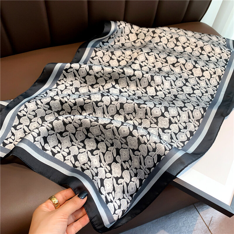 Écharpe de luxe en soie pour femmes, longue écharpe imprimée, châle, cravate, Bandana, 2021