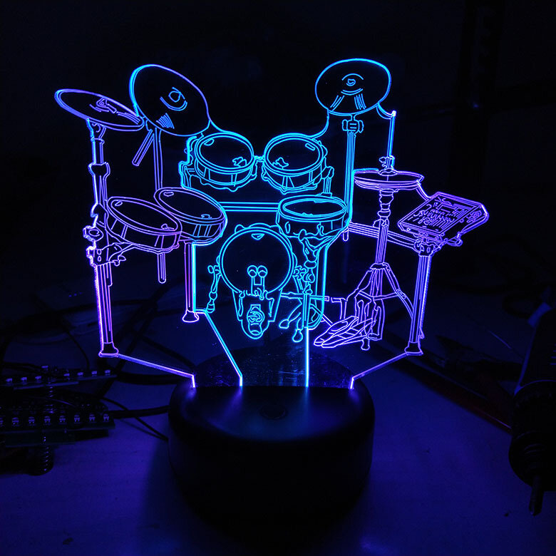Conjunto de tambores musicais led 3d luzes da noite toque usb candeeiro mesa 7 cores crianças amigos presente brinquedos decoração moda