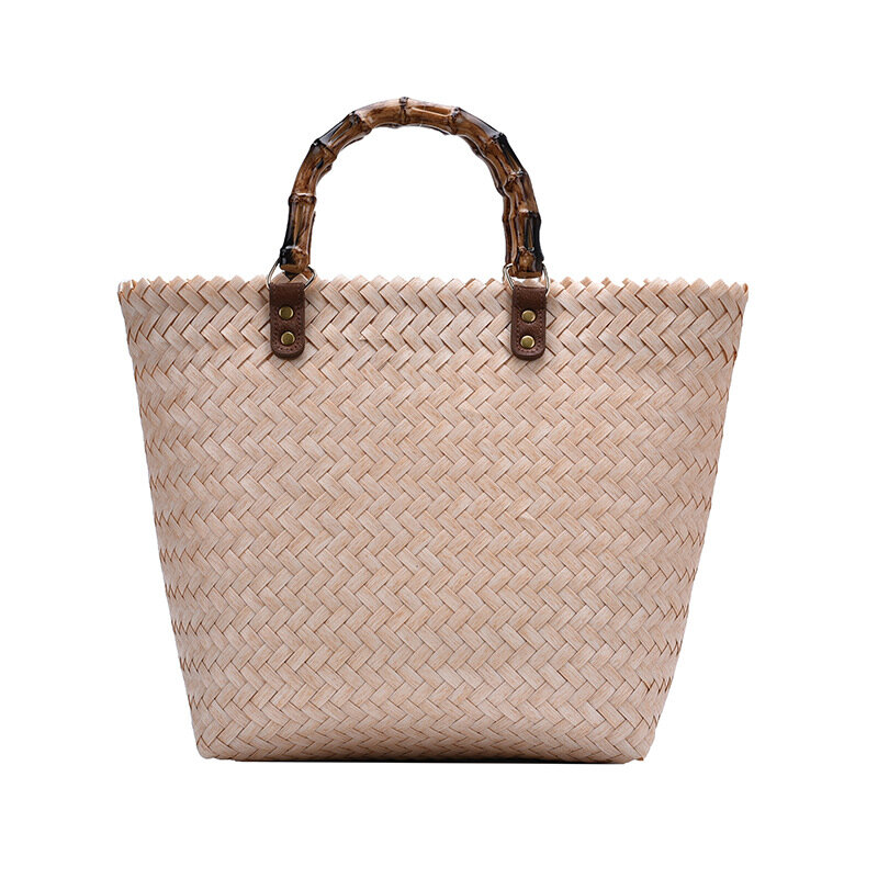 Grand sac de plage décontracté en paille, fourre-tout tissé à la main pour femmes, sacs à main de voyage de luxe de styliste, nouvelle collection été 2020