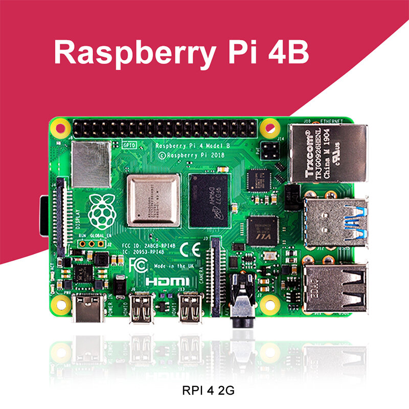 Raspberry Pi-Raspberry Pi 4 Modelo B 2GB RAM BCM2711 Quad core Cortex-A72 ARM v8 1,5 GHz, Compatible con WIFI 2,4/5,0 GHz, Bluetooth 5,0