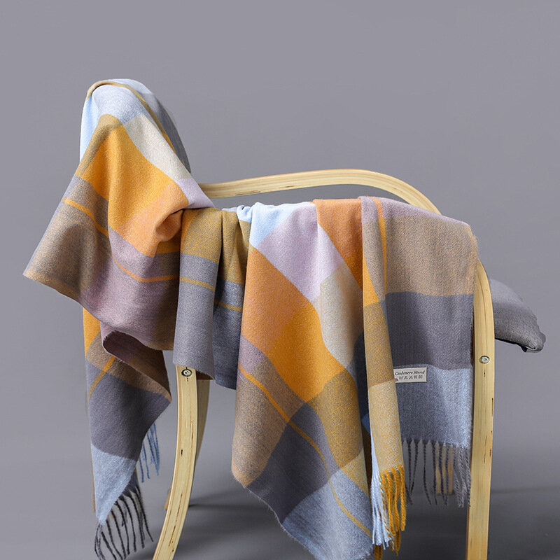 가을 겨울 따뜻한 캐시미어 여성 스카프 고품질 롱 Tassels Shawls 디자인 브랜드 Pashmina 남성 격자 무늬 스카프 여성 Foulard