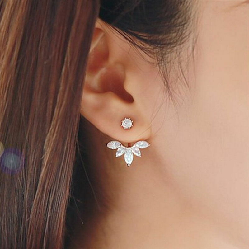 2021 Exquisite Personality Flower White Crystal Rhinestones Earrings for Women Party Wedding Fashion Jewelry