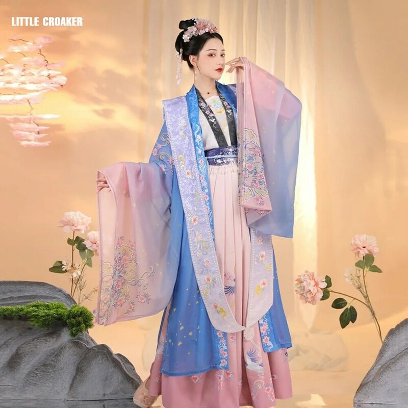 Luxo bordado hanfu feminino tradicional chinês hanfu vermelho vestido de comprimento total feminino cosplay elegante desempenho traje