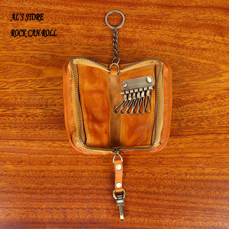 CDB69 Size 8 * 12cm Good Quality Vegetable Tanned Cowhide Leather Key / Coin / Earphone Smart Bag
