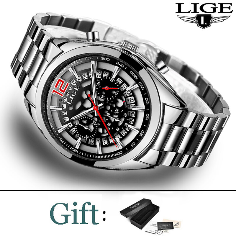 LIGE-montre de sport pour hommes, montre-bracelet de luxe, étanche 30m, à Quartz, 2020