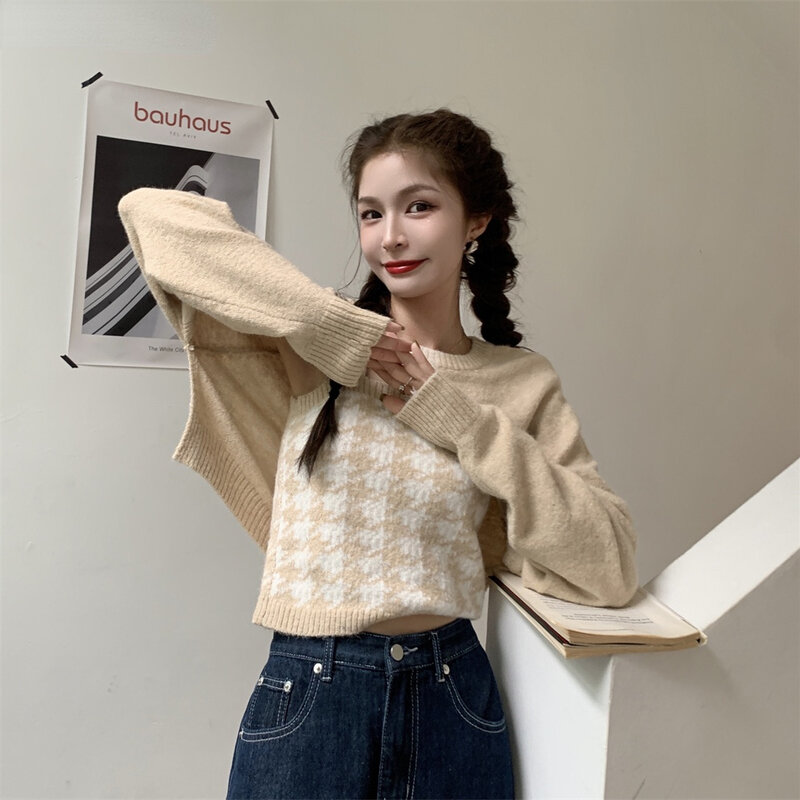 Irregular Shrugs Women Solid O-neck Long Sleeve Fashion New-arrival Comfort Leisure Knitting Cover Wraps Females Autumn Crop Top