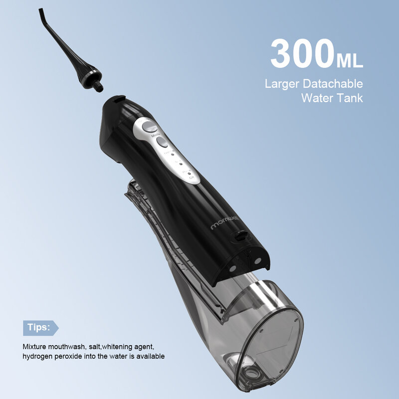 MORNWELL – irrigateur buccal Portable, Jet dentaire, Jet dentaire, Jet d'eau, Rechargeable par USB, avec embout à Jet de HF-5 ml, 3 modèles, 300