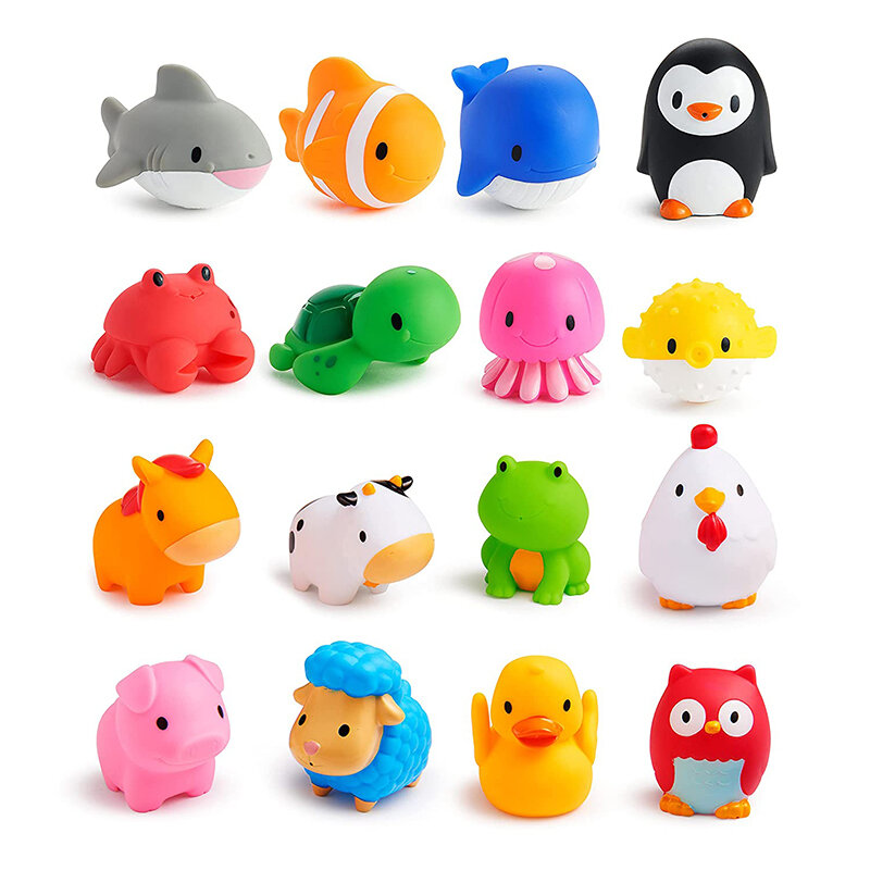 New 4/8Pcs Water Spray Baby Bath Toy Marine Partner Toys for Kids Water Toy for Girl Boy Educational Toys Parent-child Plays